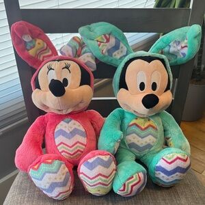 Disney Store Mickey and Minnie Mouse Easter Bunny Plush